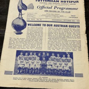 Tottenham Hotspur V FC Austria Official Programme October 1953