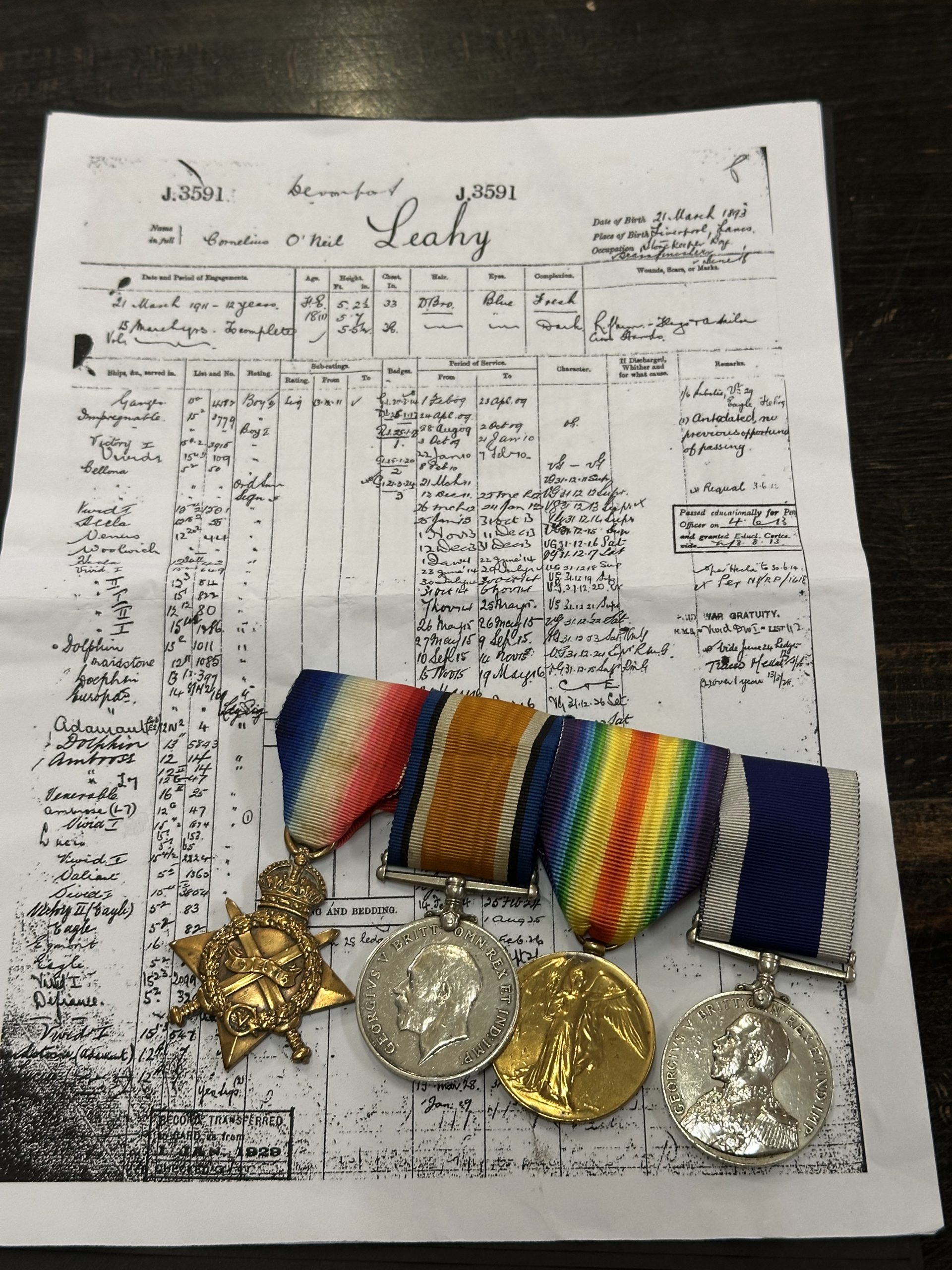 WWI Royal Navy Long Service Group Leading Signalman