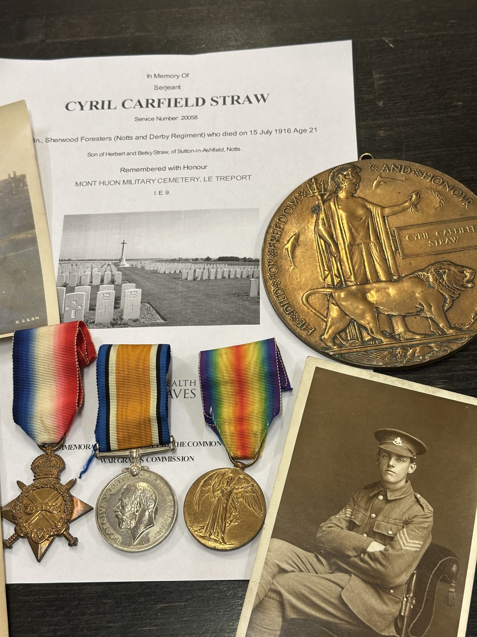 WWI Casualty Plaque Trio Notts & Derby Regiment