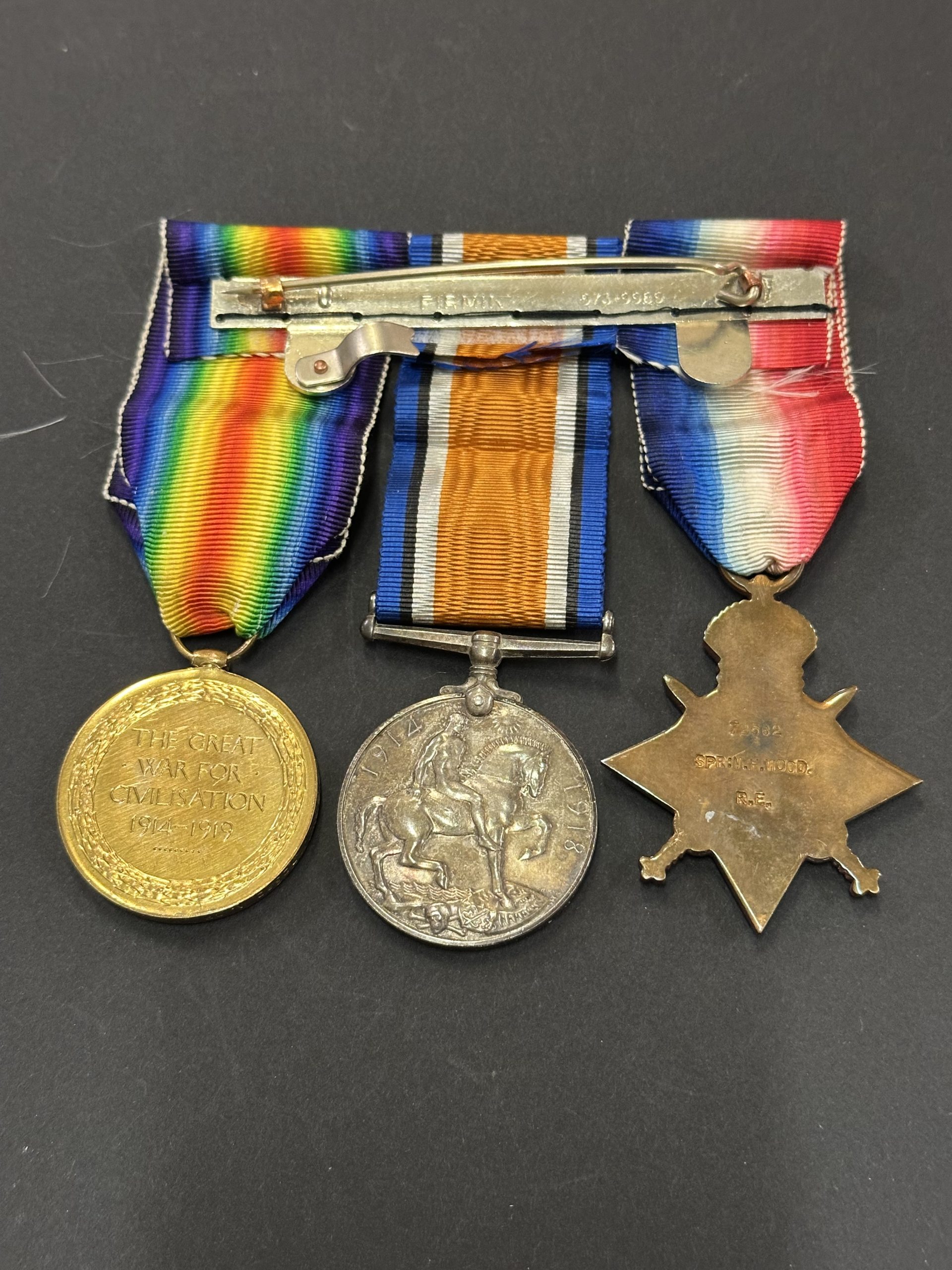 WWI Trio Wood 5 , WWI Royal Engineers Trio , WWI Trio Wood 5 1 scaled, Bygones Shop