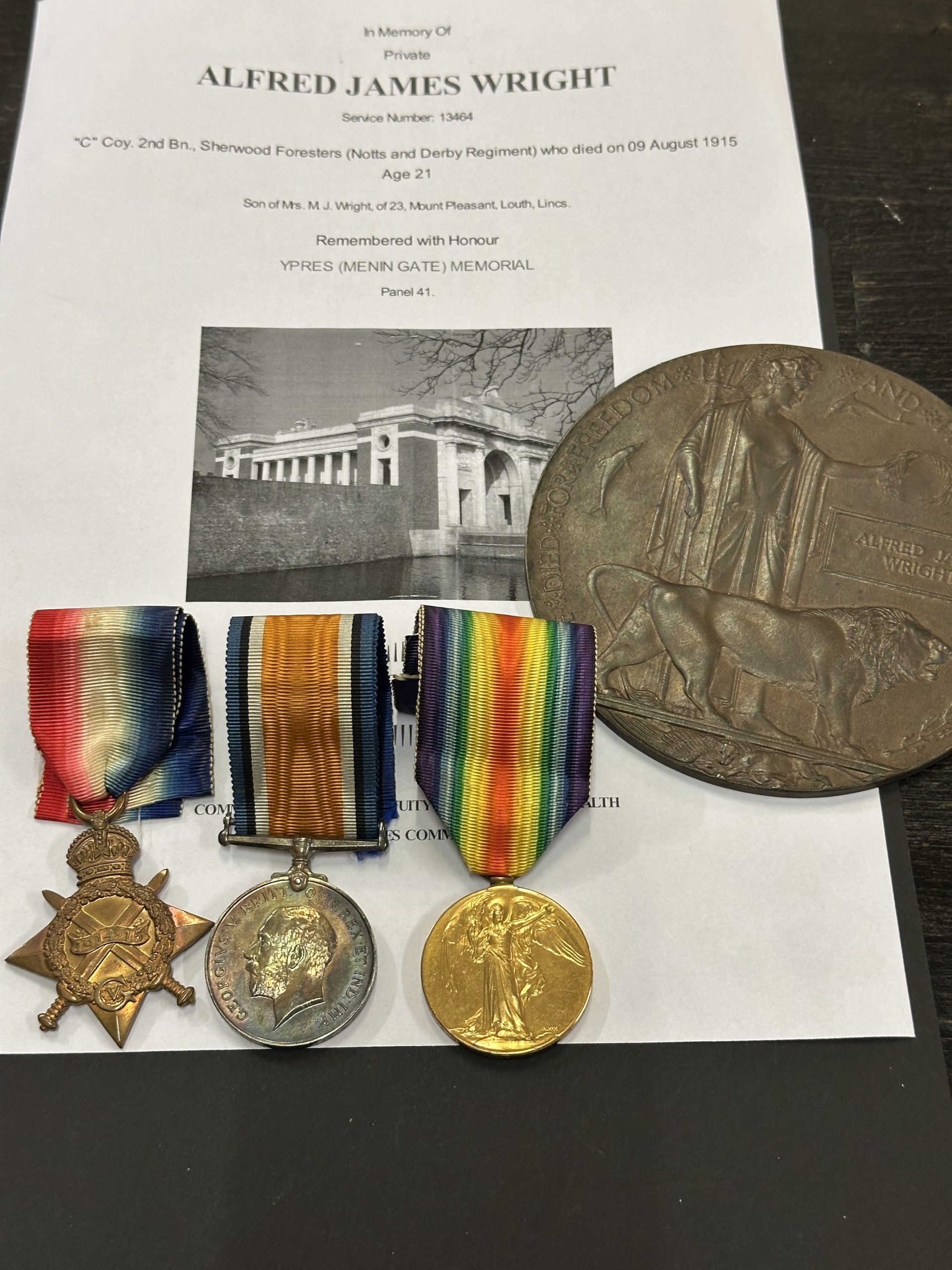 WWI Casualty Plaque Trio Notts & Derby Regiment