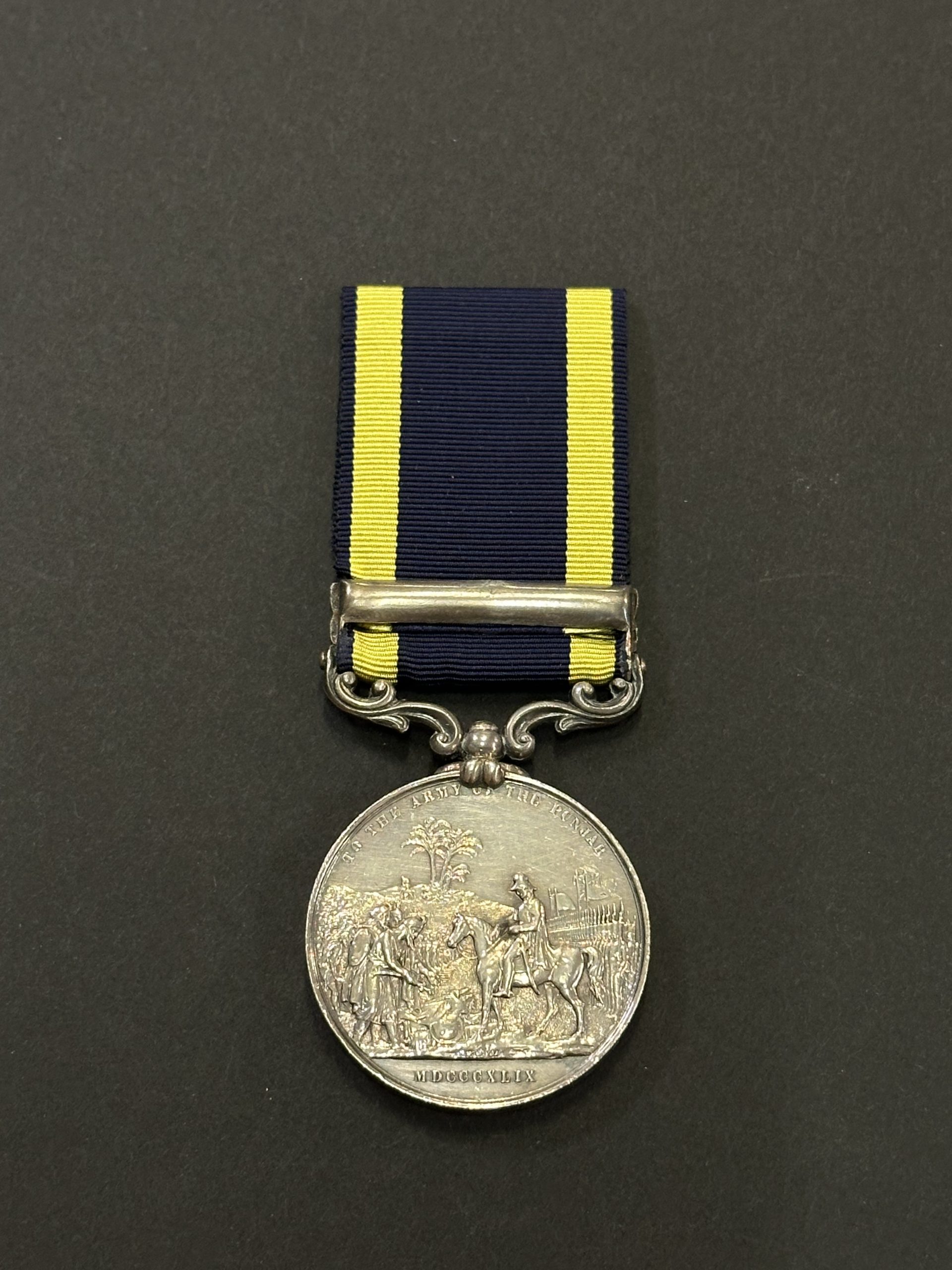 Punjab Medal 1849 Riddle 5 , Punjab Medal 1849 Clasp Chilianwala to a 24th Foot Casualty , Punjab Medal 1849 Riddle 5 scaled, Bygones Shop