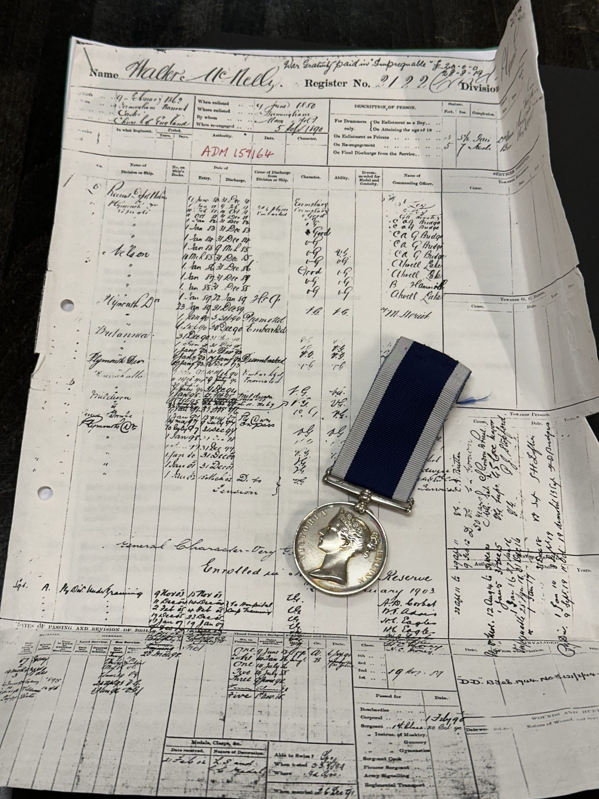 Navy LSGC McNelly , Royal Navy Long Service & Good Conduct Medal Queen Victoria , Navy LSGC McNelly scaled, Bygones Shop
