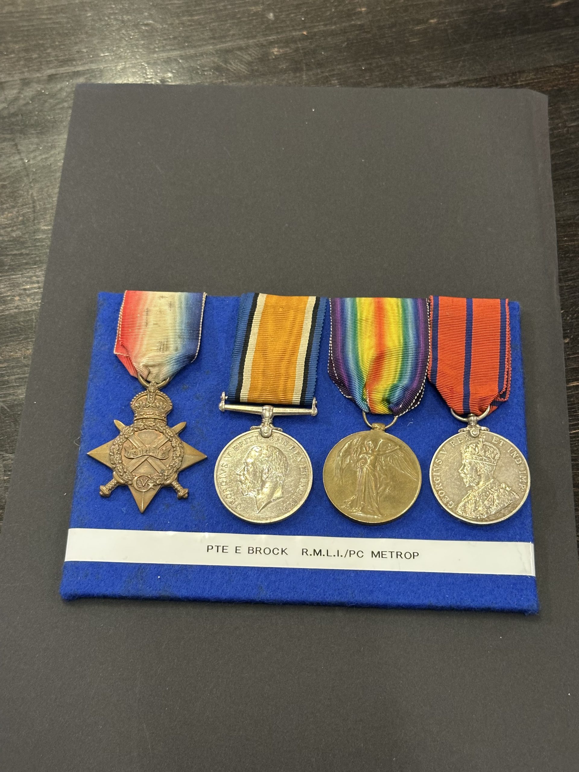 WWI Group Police Brock 4 , Royal Marine Light Infantry WWI Trio & Metropolitan Police 1911 Coronation Medal , WWI Group Police Brock 4 scaled, Bygones Shop