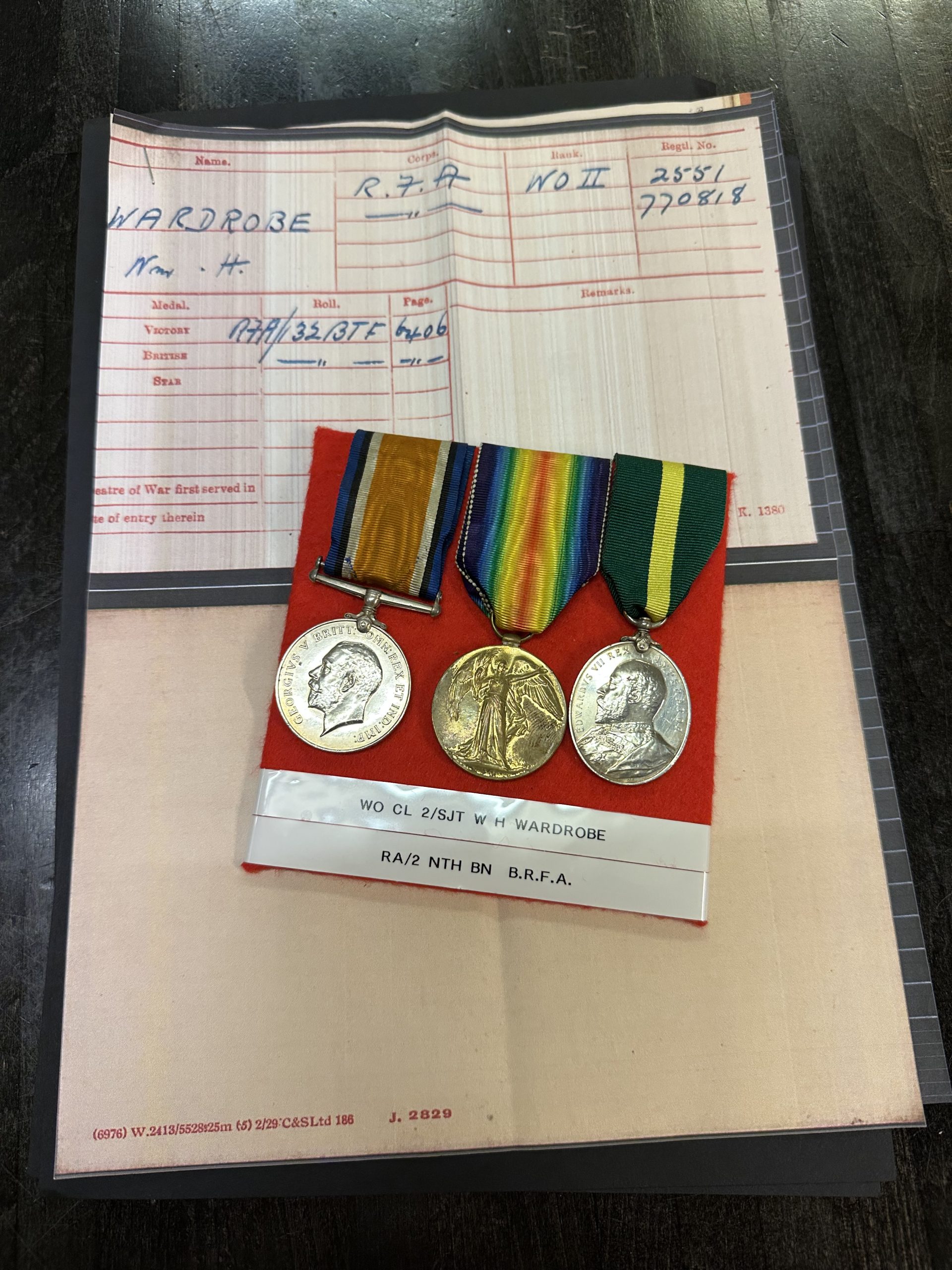 WWI Pair Edward VII Territorial Force Medal RFA