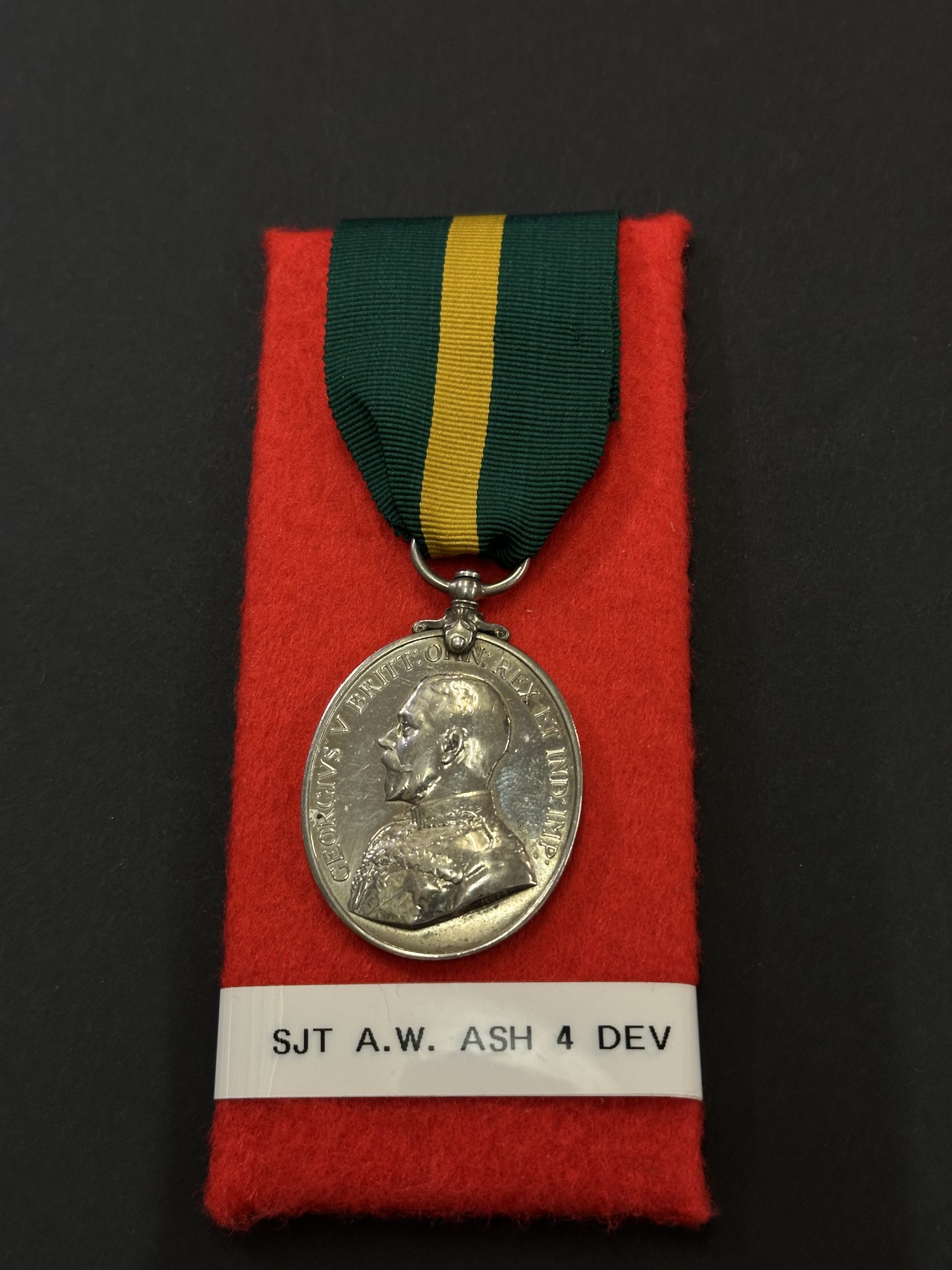 Territorial Force Efficiency Medal 1908 4th Devons George V