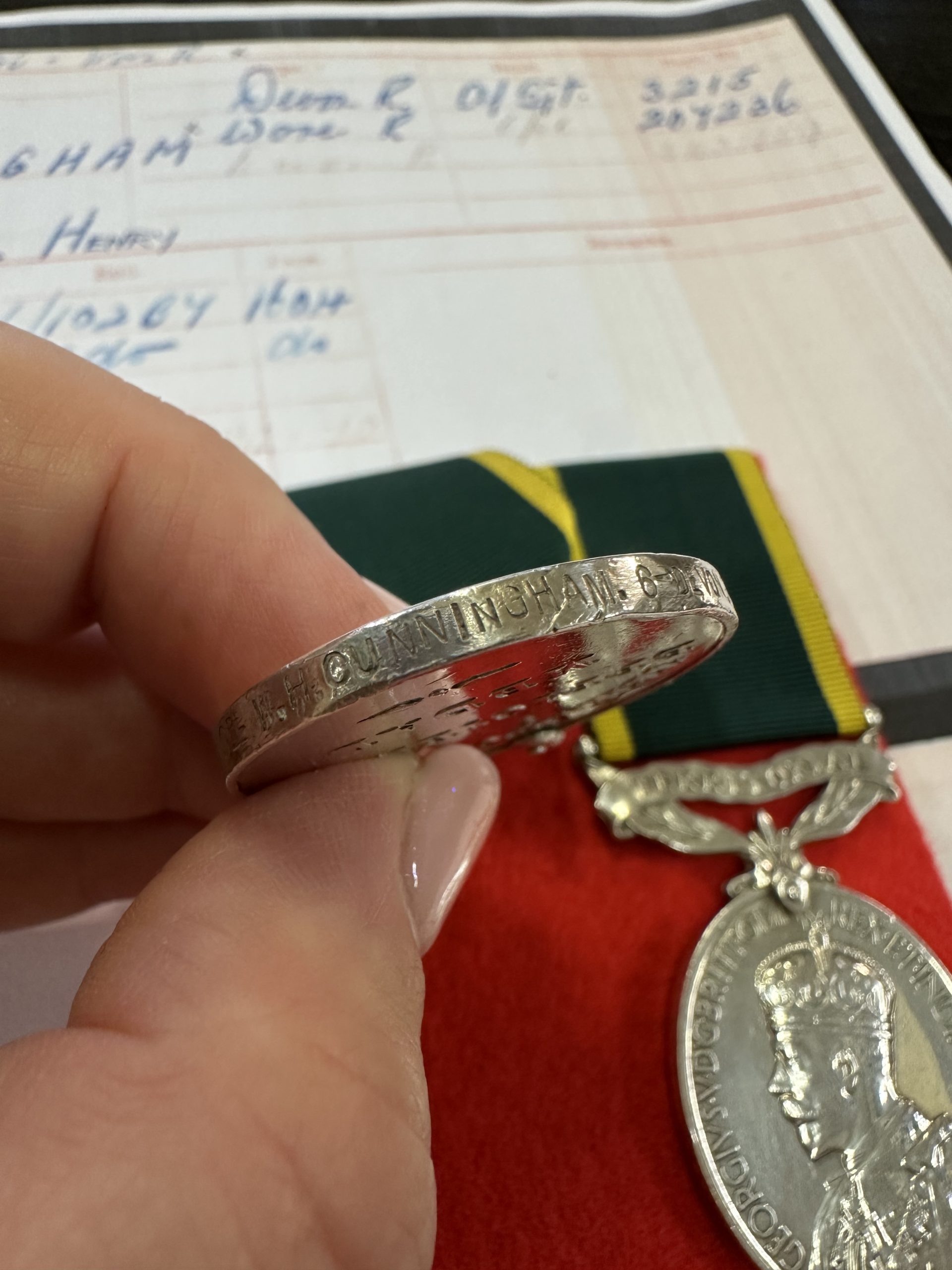 TFEM Cunningham 3 , An Unusual Territorial Long Service Pair to the 6th Devonshire Regt. , TFEM Cunningham 3 scaled, Bygones Shop
